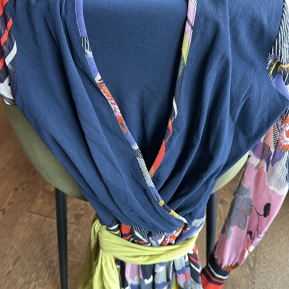 Vibrant Patterned Dress with Yellow Sash